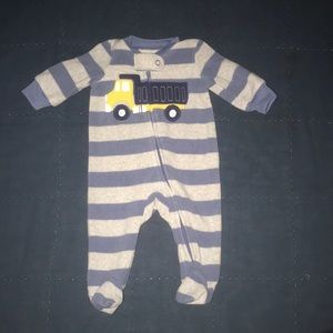 Striped Truck Footie Pajamas
